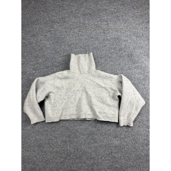 Free People Sweater Womens Small Gray Cashmere Turtleneck Cropped Boxy OB91236 - Picture 1 of 8